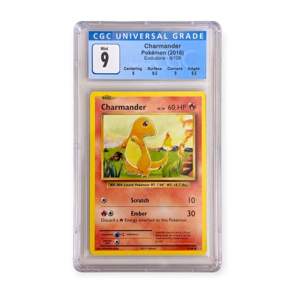 Evolutions Pokemon Graded Card: Charmander 9/108 CGC 9 Subgrades